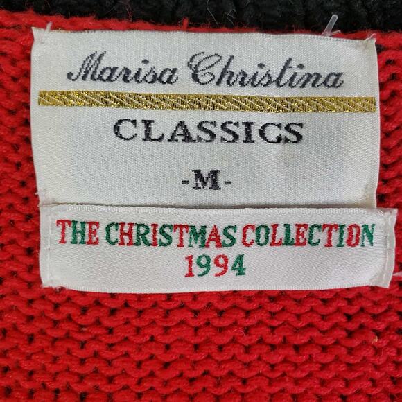 Vtg Marisa Christina Sweater Womens Medium 12 Days of Christmas Cardigan 90s - Picture 5 of 16